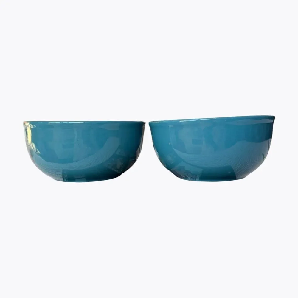 Royal Norfolk Blue Ceramic Bowl Set Coastal Textured Stoneware Kitchen Decor